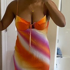 Corset Midi Dress in Sunset Fusion